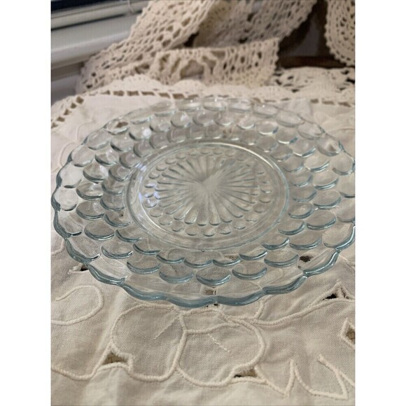 Vintage Anchor Hocking Blue Sapphire Bubble Glass Dessert Plate 7" diameter - Picture 1 of 4